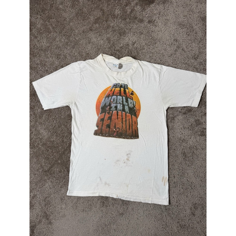 Vintage 1976s BELTON 'Go To Hell World!‎ I'm A Senior' T-Shirt, Size M